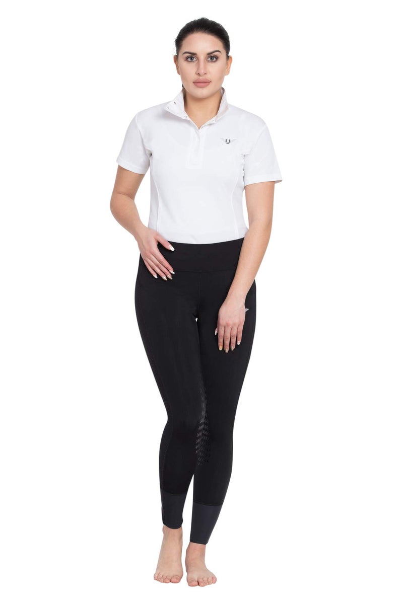 TuffRider Women's Kirby Kwik Dry Short Sleeve Show Shirt, White/White, 1X - Image 2